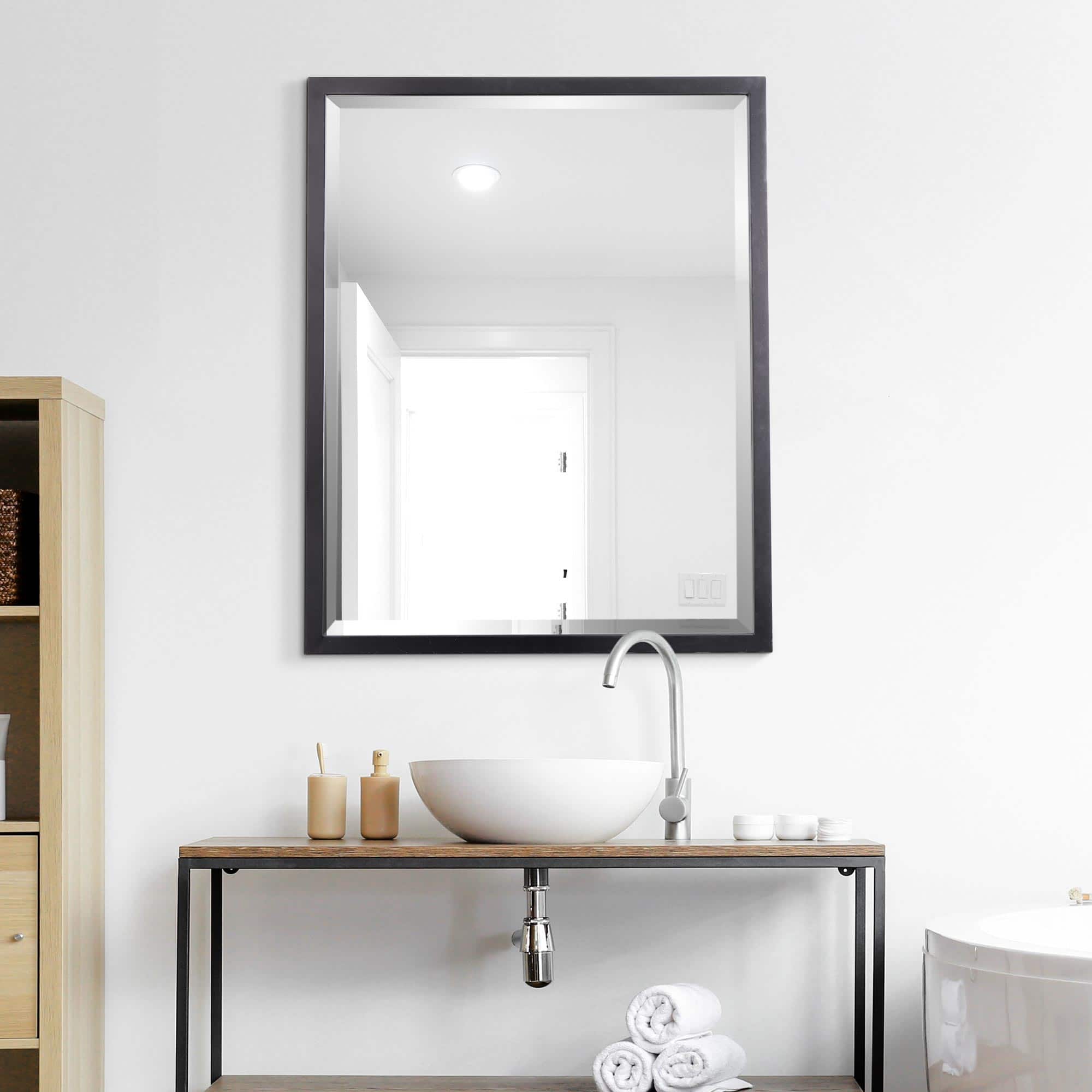 Head West Metal Framed Beveled Edge Rectangular Vanity Wall Mirror